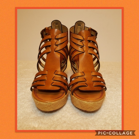 Trask Platform Leather Wedges Size 9 - Picture 6 of 8